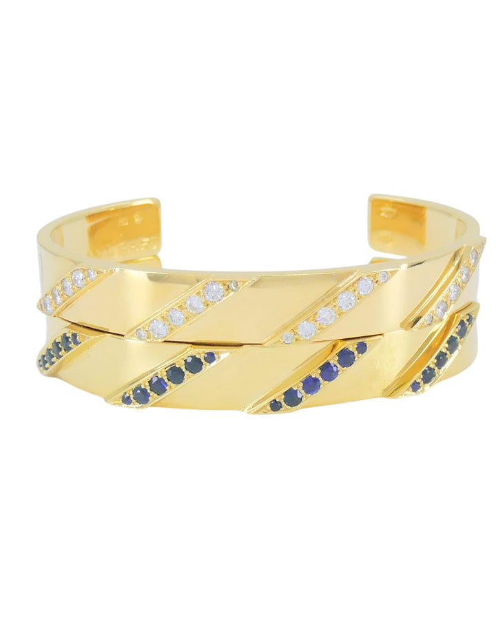 Bvlgari Bulgari 18k Gold Pair of Bracelets Set Diamond Sapphire