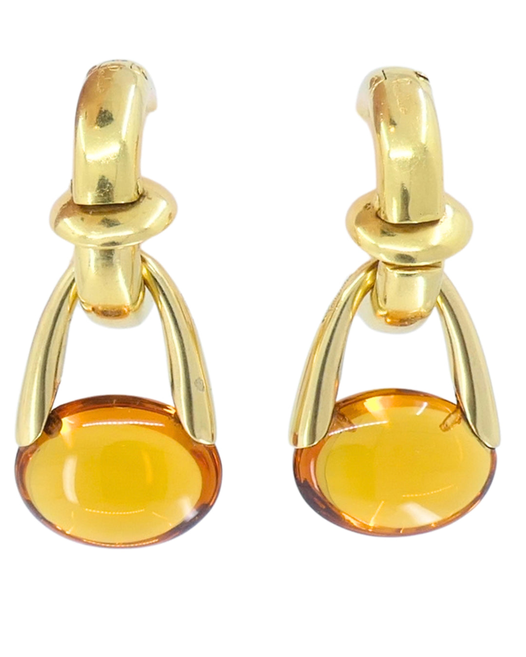 Vintage Pomellato 18k Gold Citrine Earrings Detachable Drop