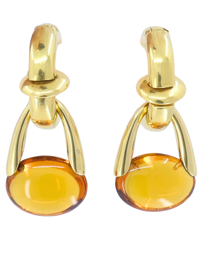 Vintage Pomellato 18k Gold Citrine Earrings Detachable Drop