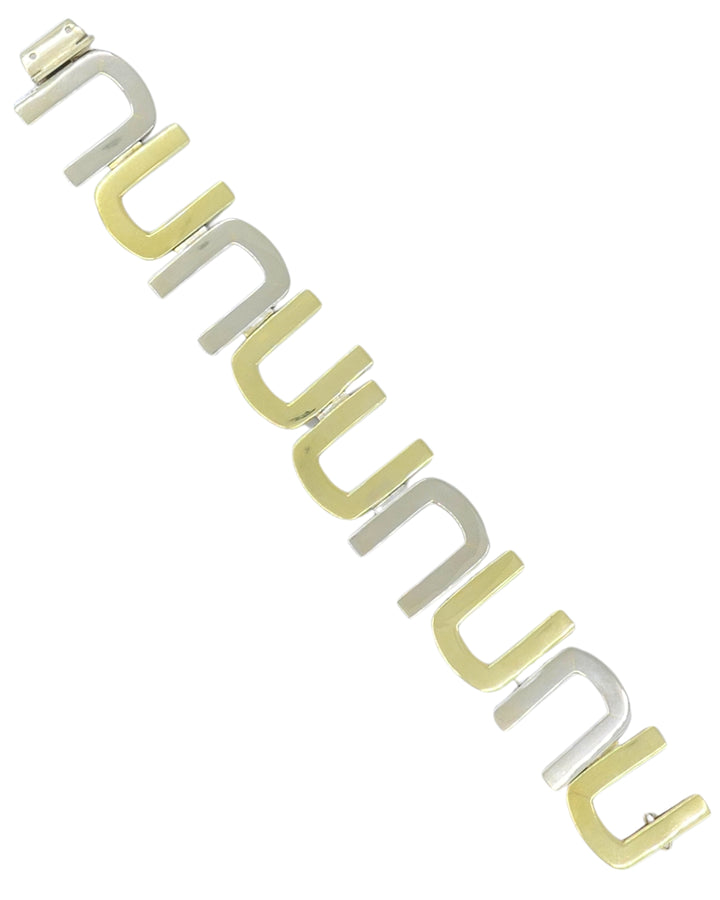 Vintage Cartier Bracelet 18k Yellow and White Gold Geometrical Pattern