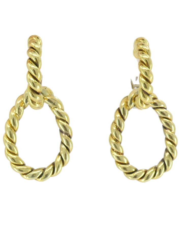 Tiffany & Co. 18k Gold Drop Earrings Rope Design Detachable