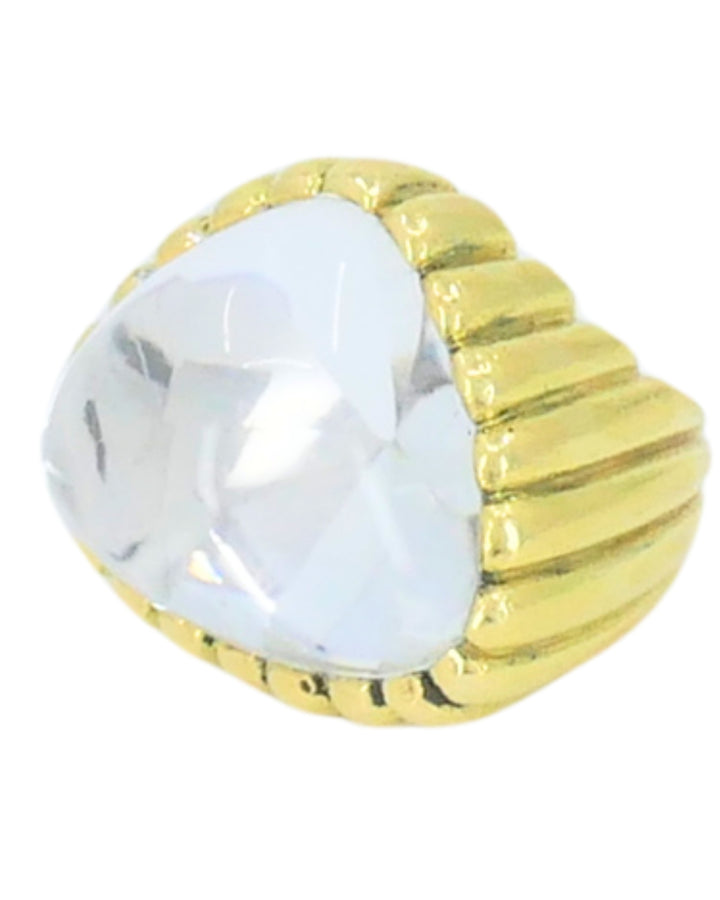 David Webb 18k Gold Rock Crystal Ring Size 6 Cocktail Ring