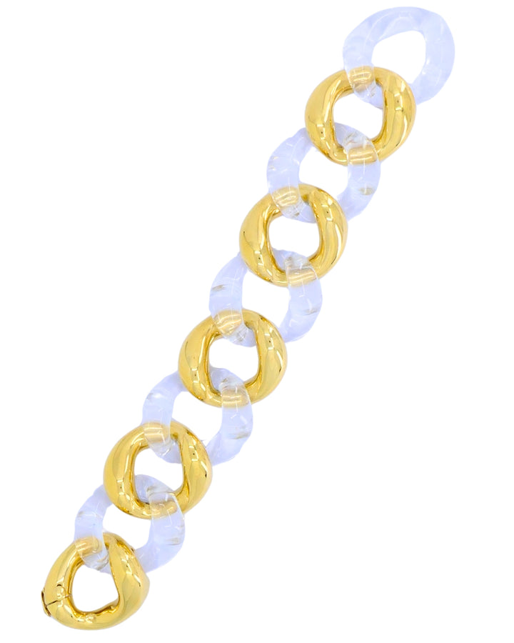 Seaman Schepps Classic Large Link Bracelet 18uk Gold Rock Crystal