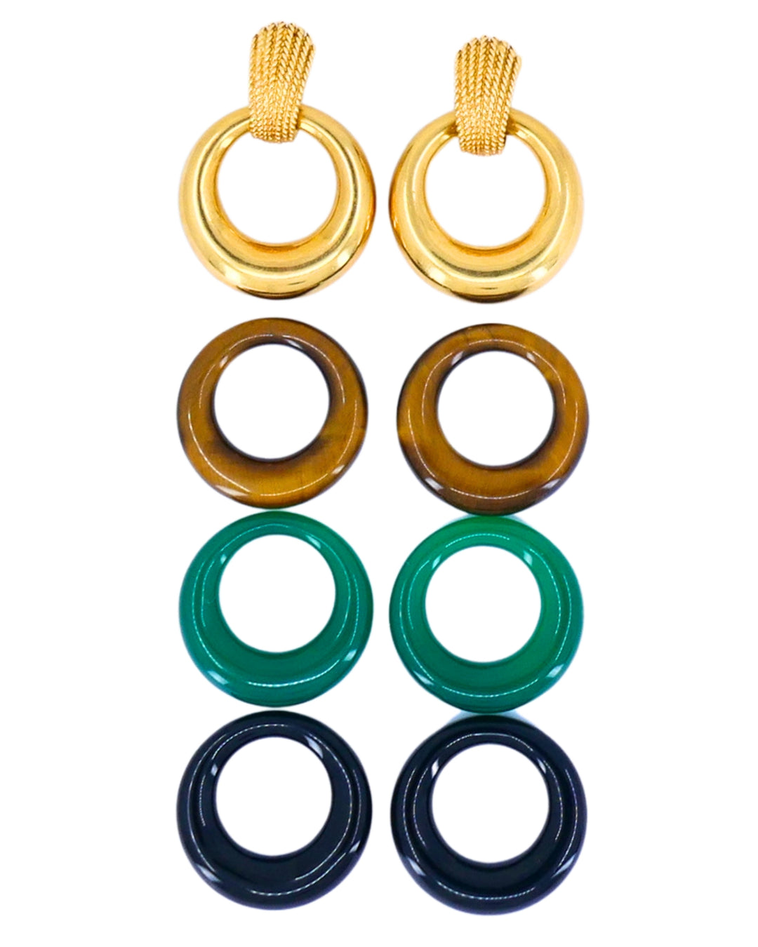 Van Cleef & Arpels 18k Gold Hoop Earrings Interchangeable Gemstone Inserts