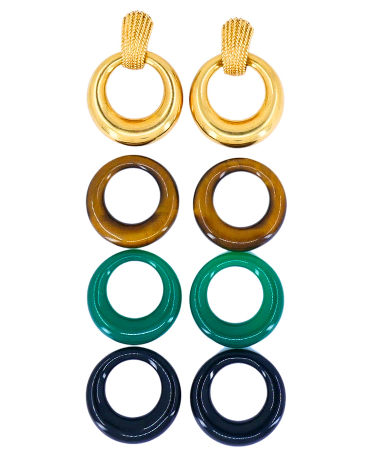 Van Cleef & Arpels 18k Gold Hoop Earrings Interchangeable Gemstone Inserts