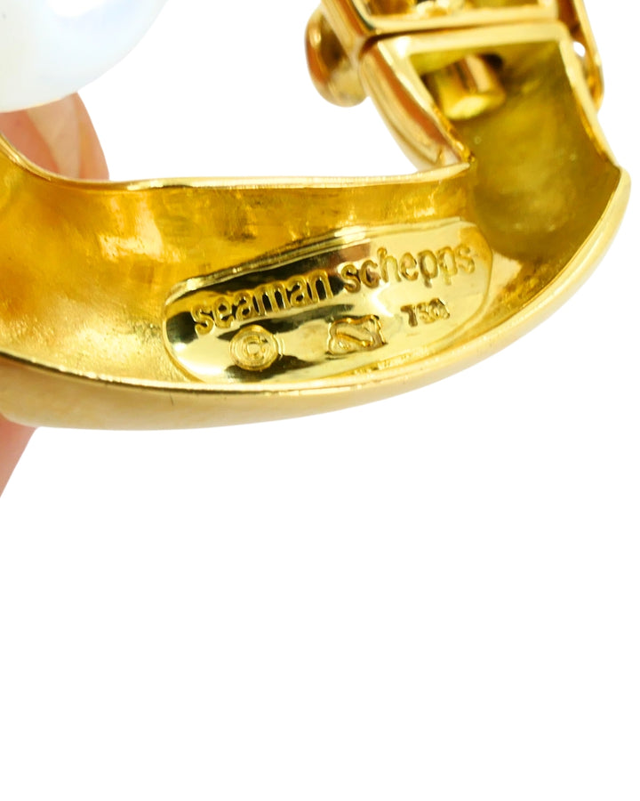 Seaman Schepps Classic Large Link Bracelet 18uk Gold Rock Crystal