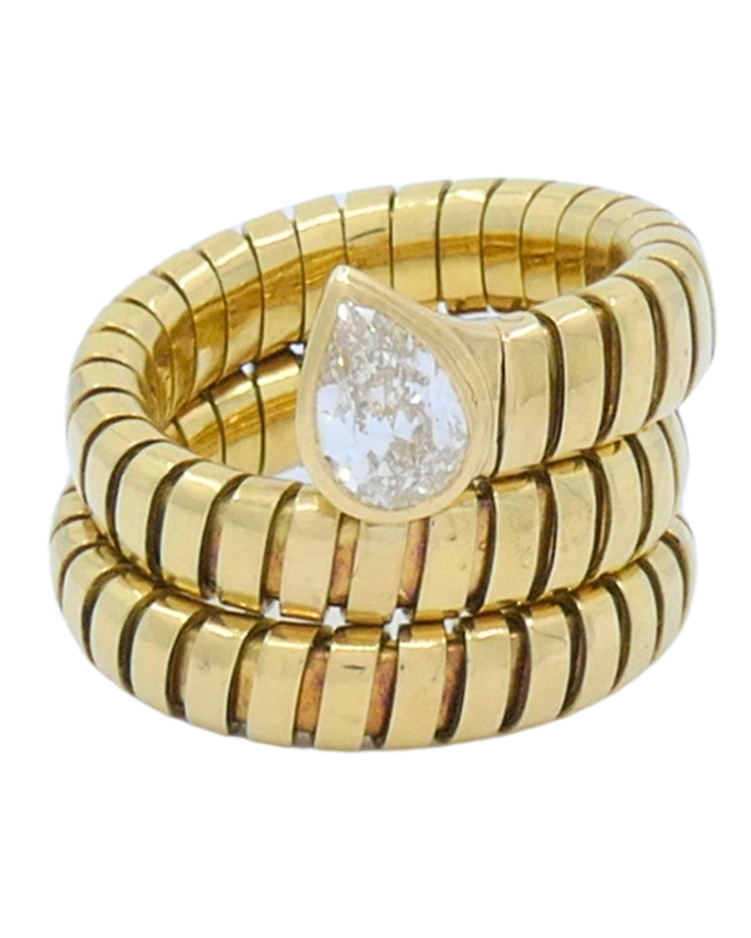 Bvlgari Bulgari Serpenti Tubogas Ring 18k Gold Diamond Size 6.25