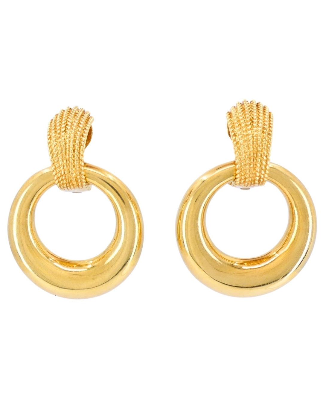 Van Cleef & Arpels 18k Gold Hoop Earrings Interchangeable Gemstone Inserts
