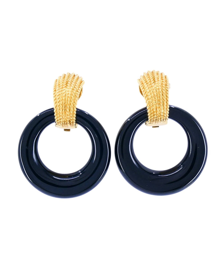 Van Cleef & Arpels 18k Gold Hoop Earrings Interchangeable Gemstone Inserts