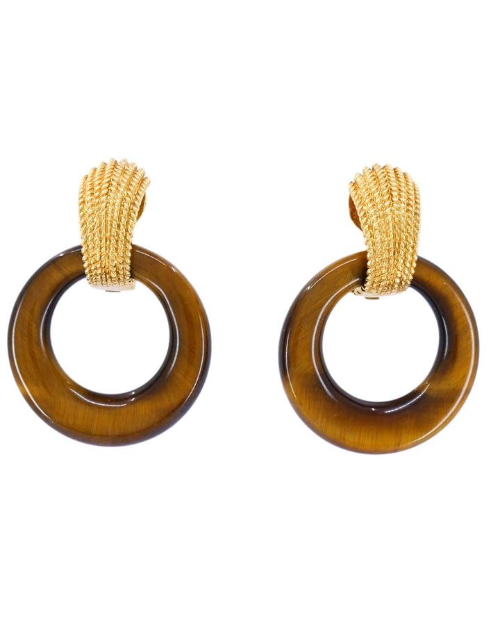 Van Cleef & Arpels 18k Gold Hoop Earrings Interchangeable Gemstone Inserts