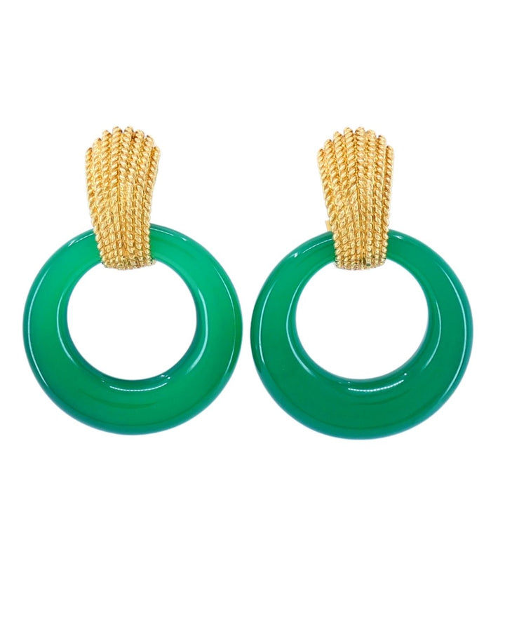 Van Cleef & Arpels 18k Gold Hoop Earrings Interchangeable Gemstone Inserts