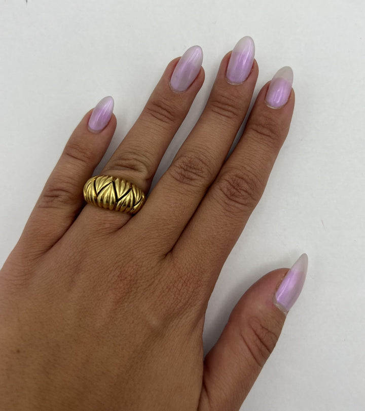 Tiffany & Co. 18k Gold Ring Ribbed Design