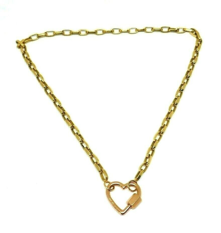 Marla Aaron 14k Gold Heartlock Pendant Biker Chain Necklace