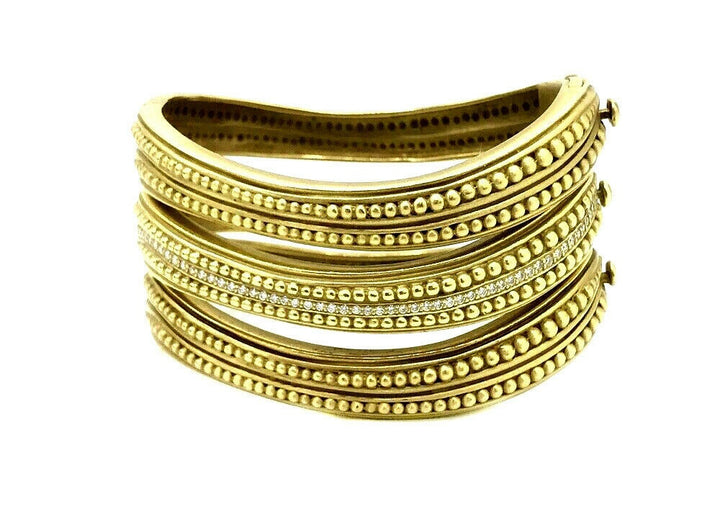 Kieselstein-Cord Set of Three Diamond Caviar Bangle Bracelets