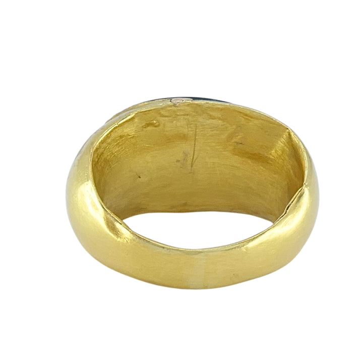 22k Gold Oval Intaglio Lion Bull Signet Ring Greek & Roman Inspired Design