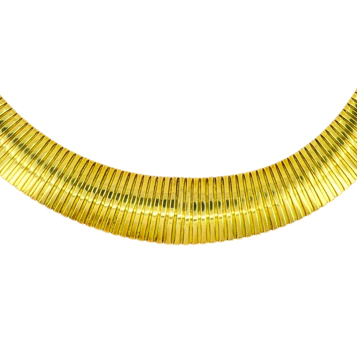 Vintage Tubogas Italian Gold Collar Necklace 18k Estate Jewelry