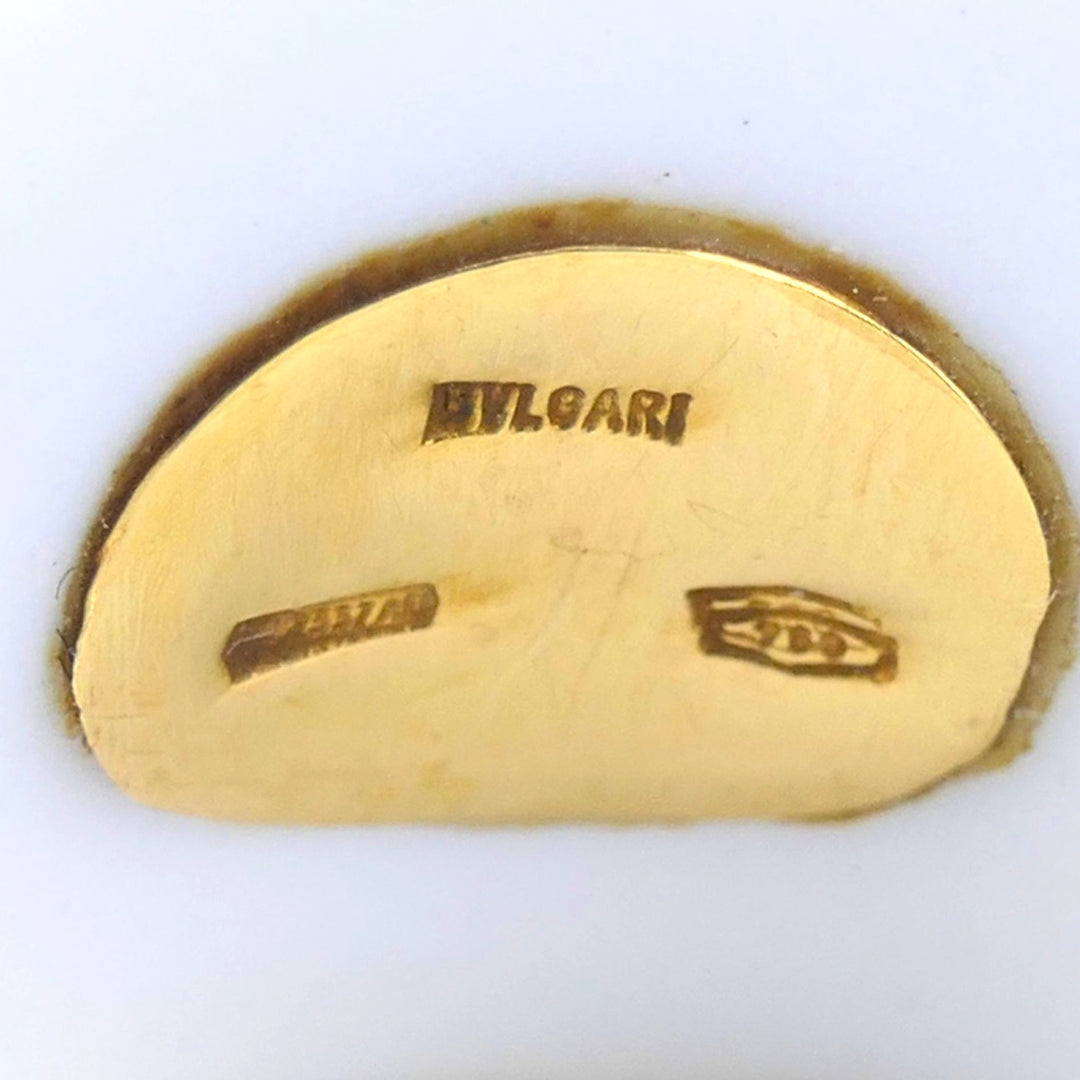 BVLGARI Bulgari Chandra Ring 18k Gold Amethyst Porcelain 1990s Ring Size 4
