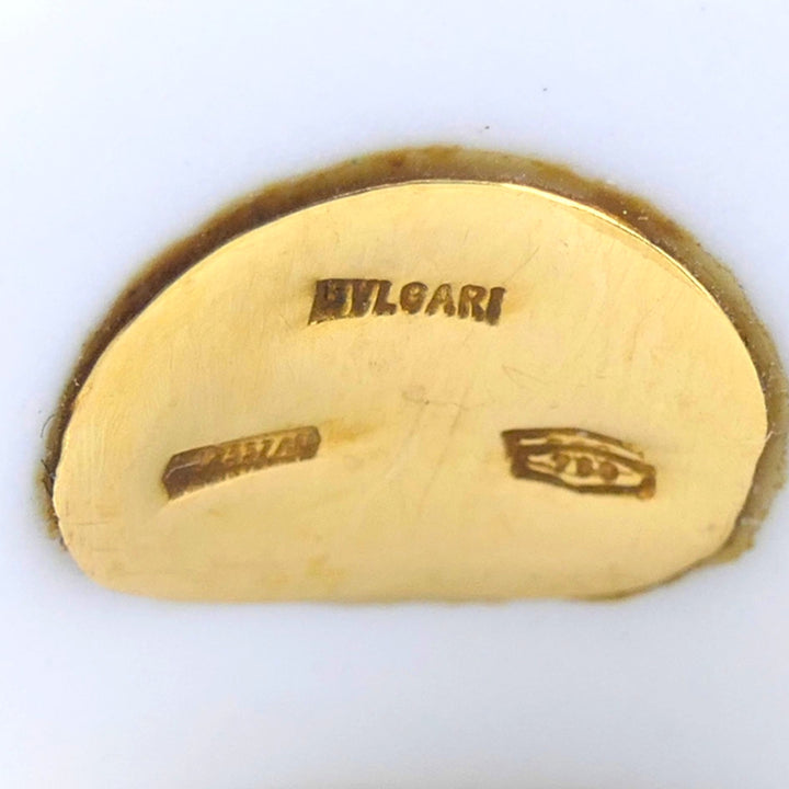 BVLGARI Bulgari Chandra Ring 18k Gold Amethyst Porcelain 1990s Ring Size 4