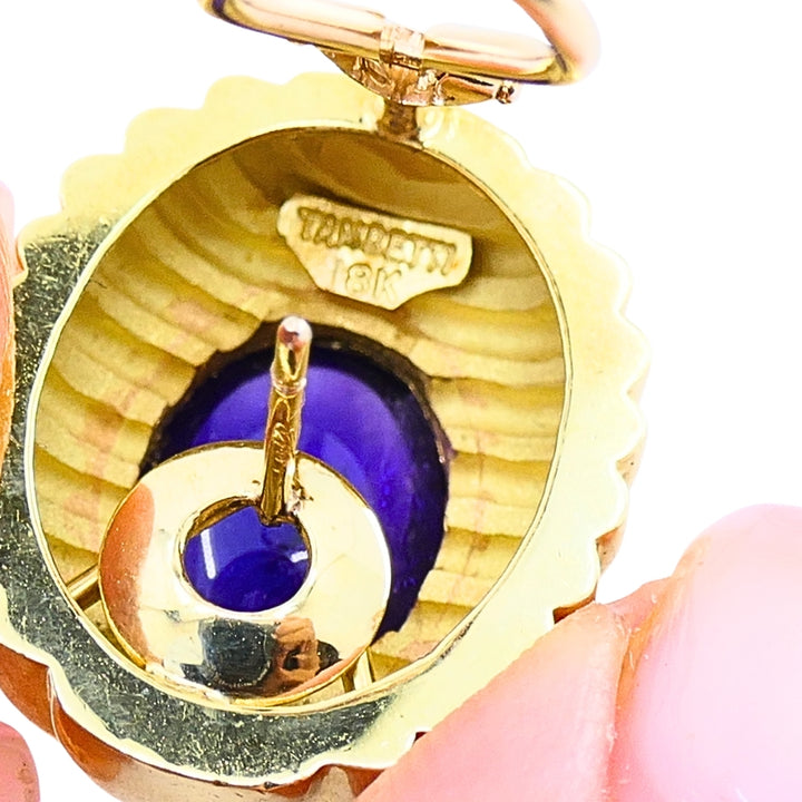 Vintage Tambetti 18k Gold Amethyst Cabochon Earrings