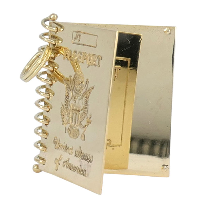 Mid Century 14k Gold United States Passport Charm Pendant