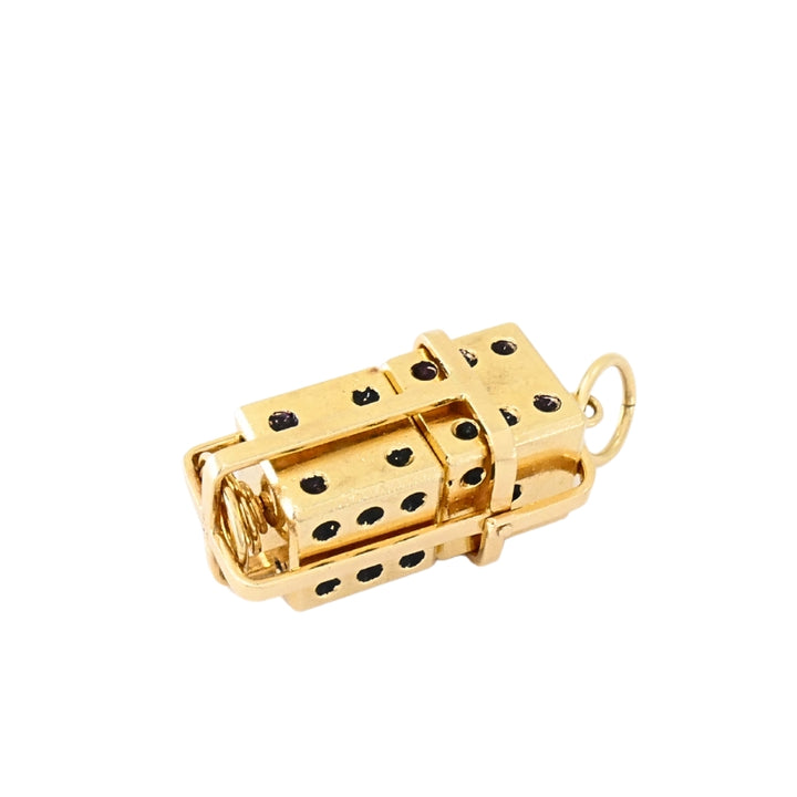 Vintage 14k Gold Dice Pendant with 18k Gold Bar Chain Necklace