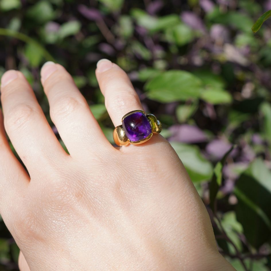 Gucci 18k Gold Amethyst Ring 6.5