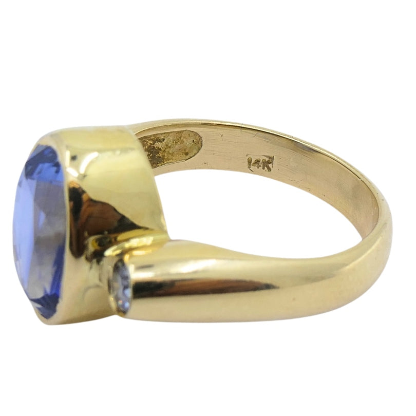 Vintage Sapphire Ring Diamond 14k Gold