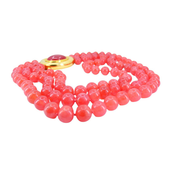 Vintage Paloma Picasso Tiffany & Co. 18k Gold Pink Rhodochrosite Beaded Necklace