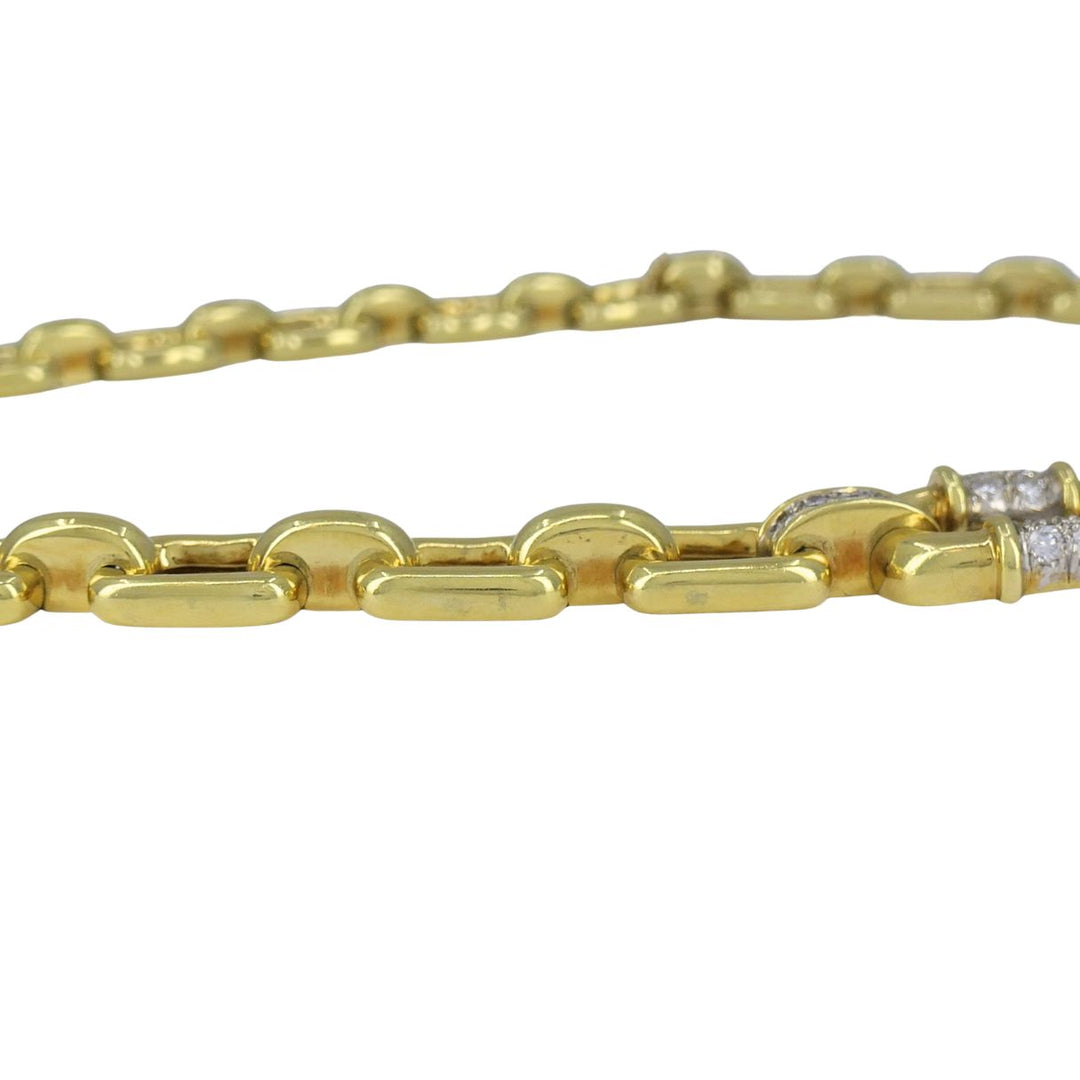 Vintage Cartier 18k Gold Diamond Square Link Collar Necklace