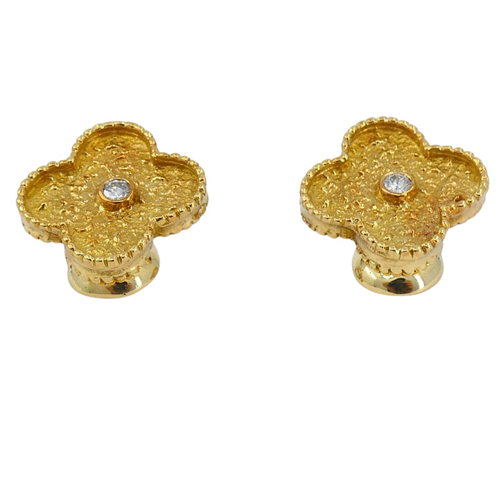Van Cleef & Arpels Vintage Alhambra Earrings Diamond Gold