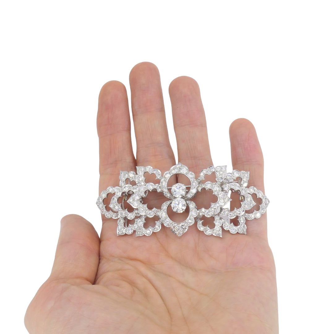 David Webb Diamond Platinum Brooch Floral Design