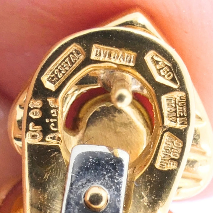Bvlgari 18k Yellow Gold & Steel Doppio Cuore Heart Drop Bulgari Earrings