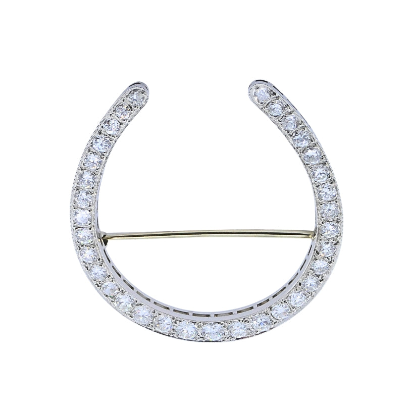 Edwardian Platinum Diamond Horseshoe Brooch