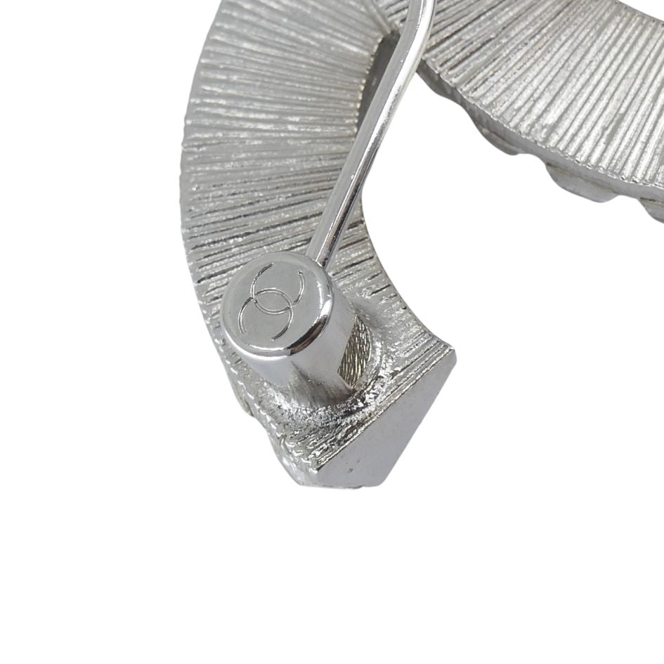 Chanel CC Logo Crystal Silver Pin Brooch