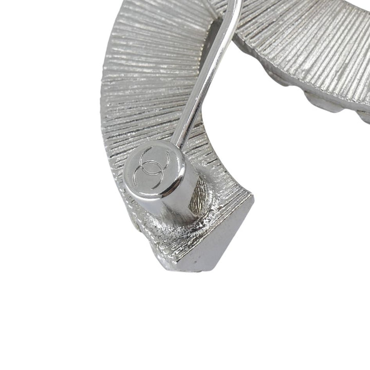 Chanel CC Logo Crystal Silver Pin Brooch