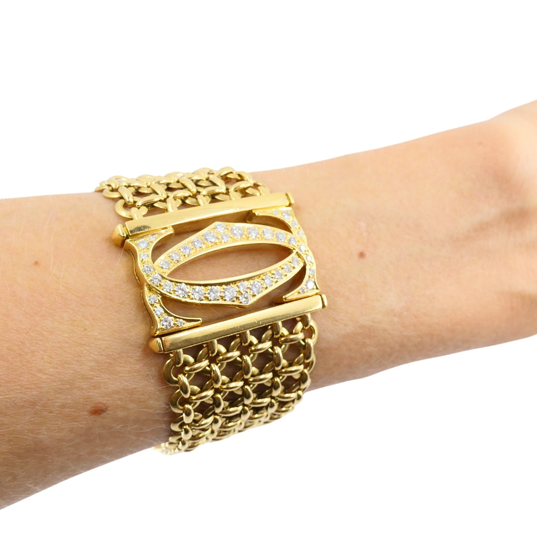 Cartier Penelope Bracelet Double C 18k Gold Diamond Link Bracelet