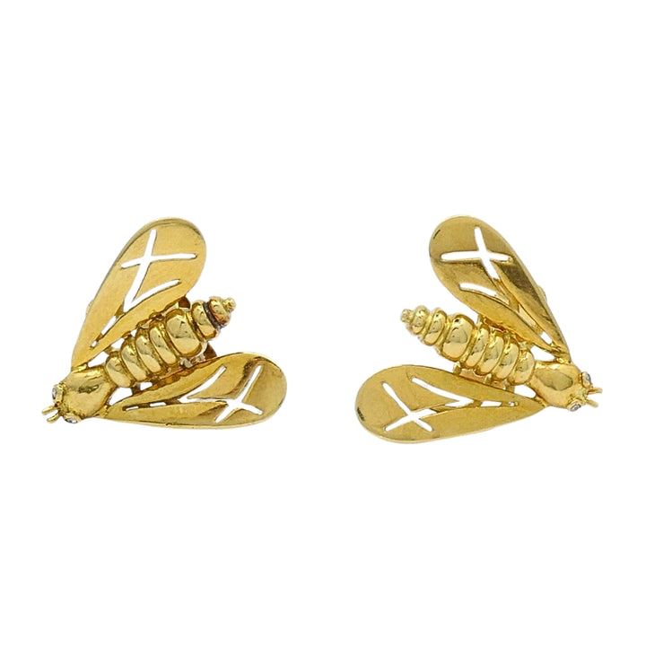 Chaumet 18k Gold Diamond Bee Earrings