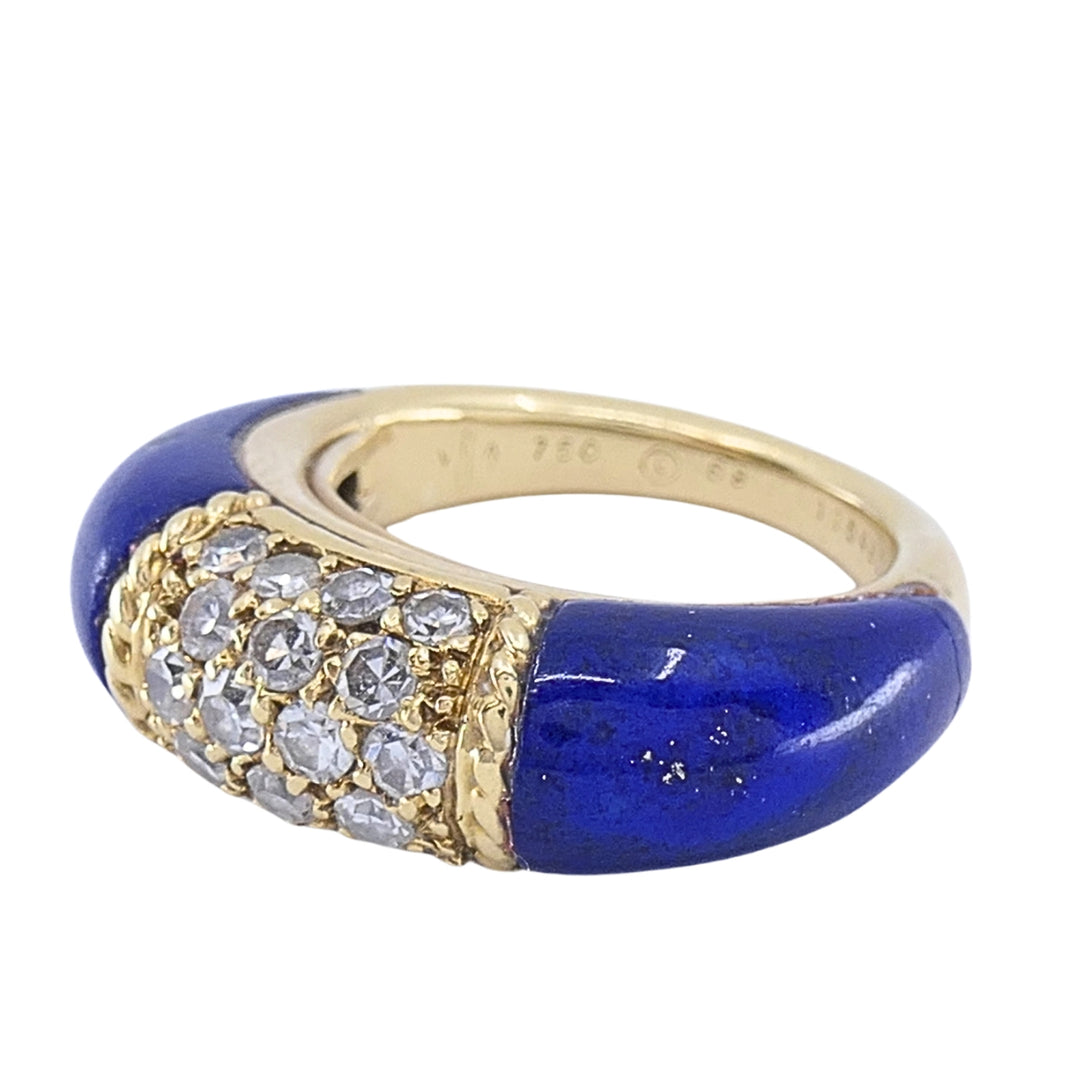 Van Cleef & Arpels Philippine 18k Gold Lapis Lazuli Diamond Ring, 1968