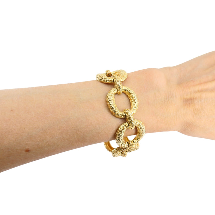 Vintage 14k Textured Gold Link Bracelet Estate Jewelry