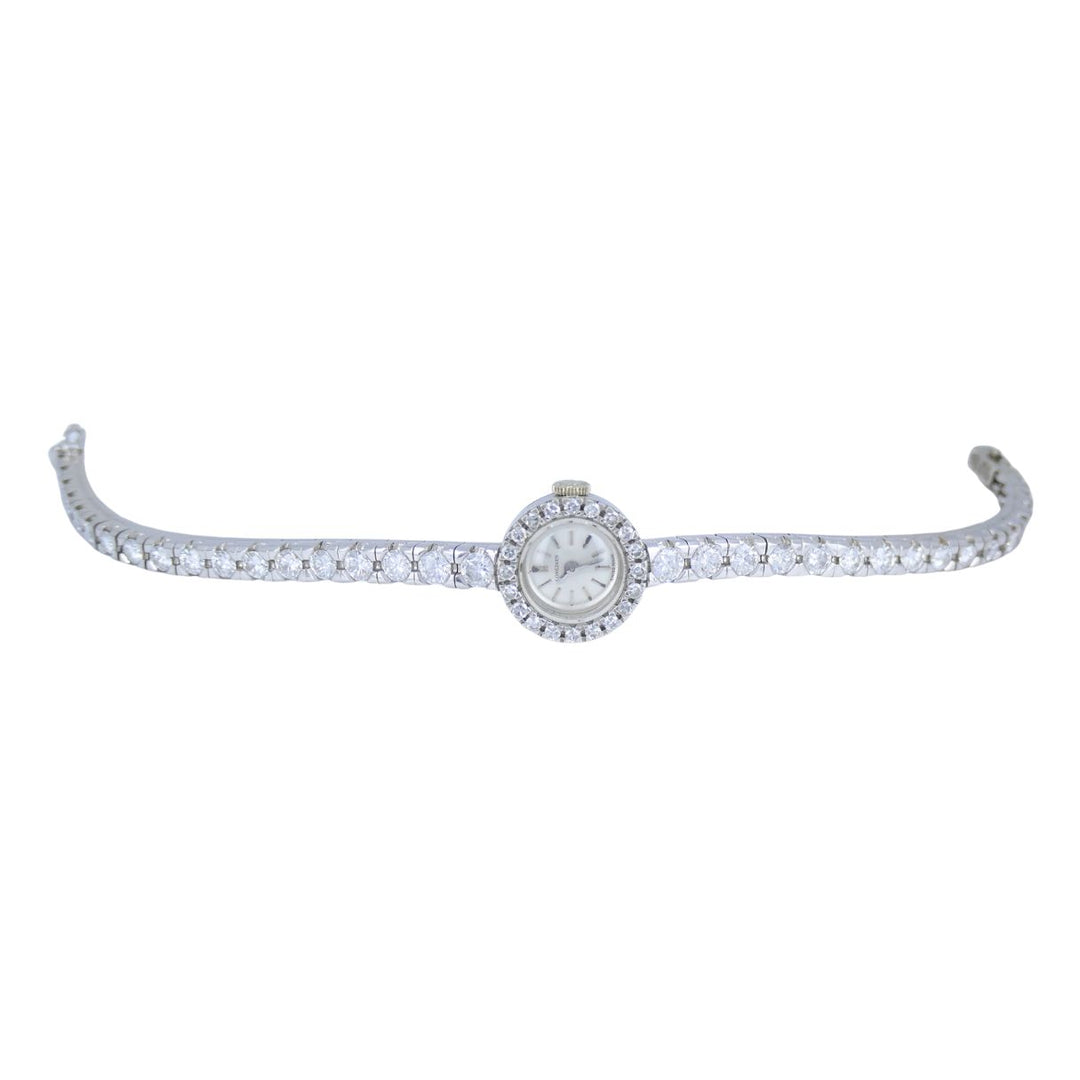 Vintage Longines Swiss 18k White Gold Diamond Lady's Wrist Watch