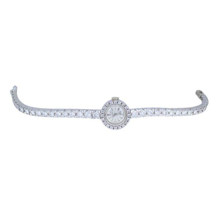 Vintage Longines Swiss 18k White Gold Diamond Lady's Wrist Watch