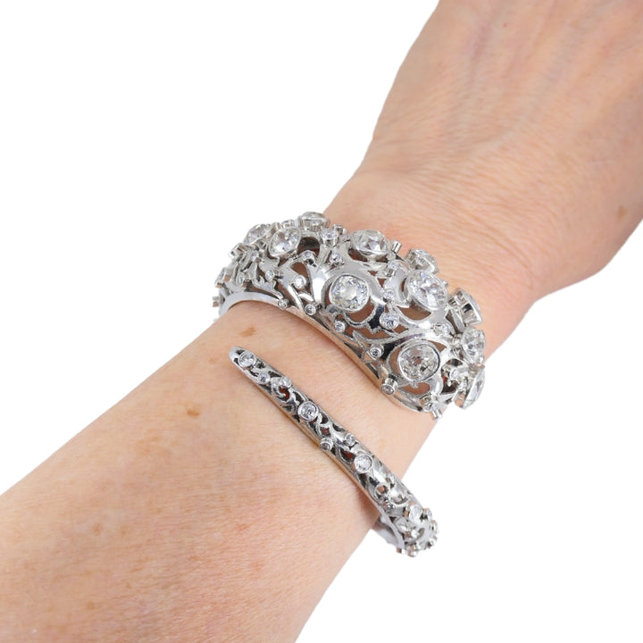 Vintage Lalaounis Snake Bracelet Platinum Diamond 16 carats Bangle