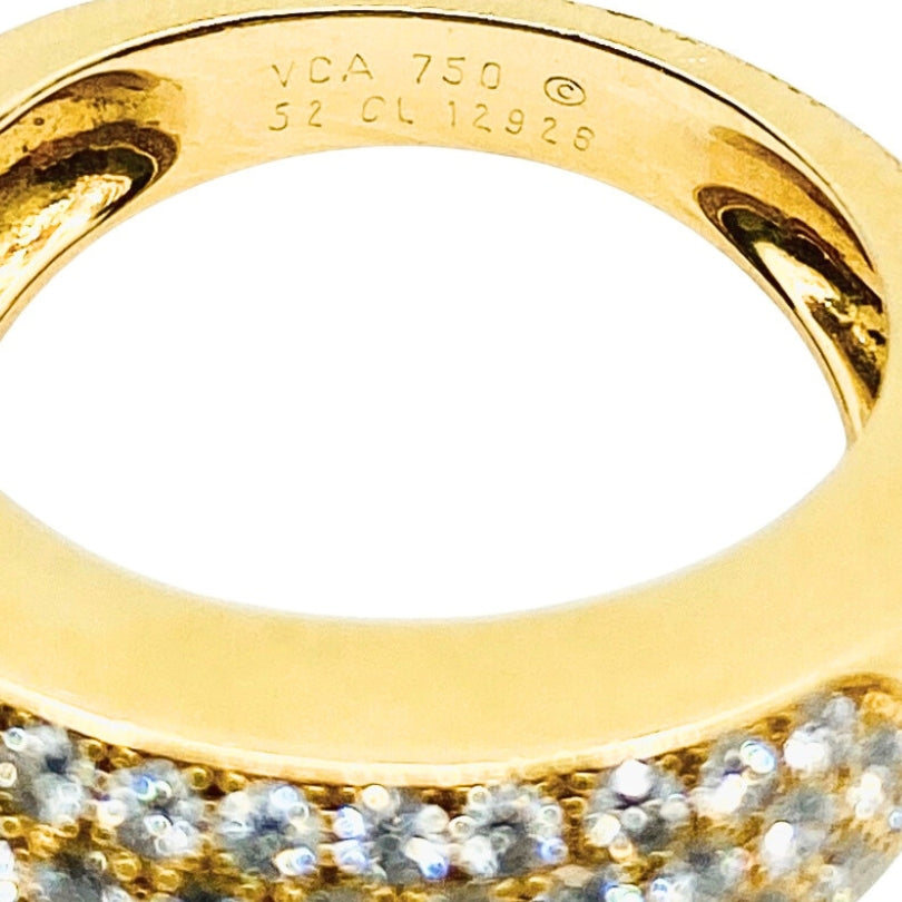 Van Cleef & Arpels Pave Diamond Gold Dome Ring