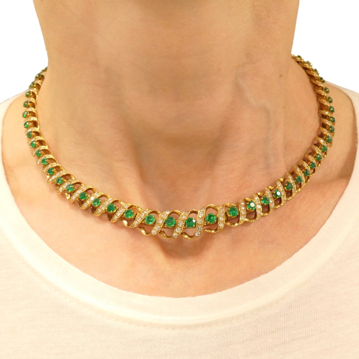 Vintage Asprey & Co. Emerald Necklace 18k Gold Diamond