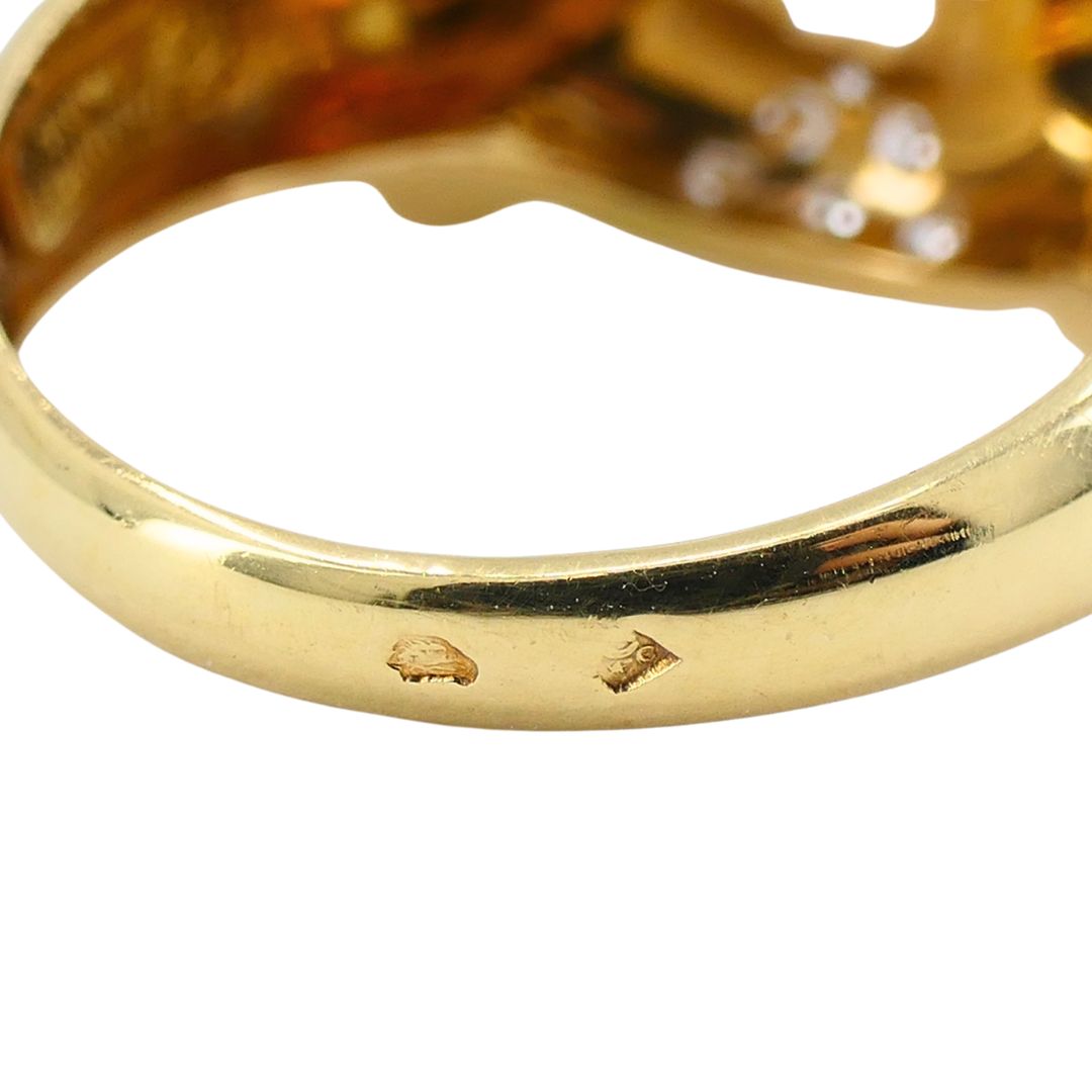 Vintage Chaumet Paris 18k Gold Diamond Ring Original Box
