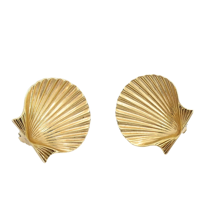 Cartier 14k Gold Shell Vintage Clip-On Earrings