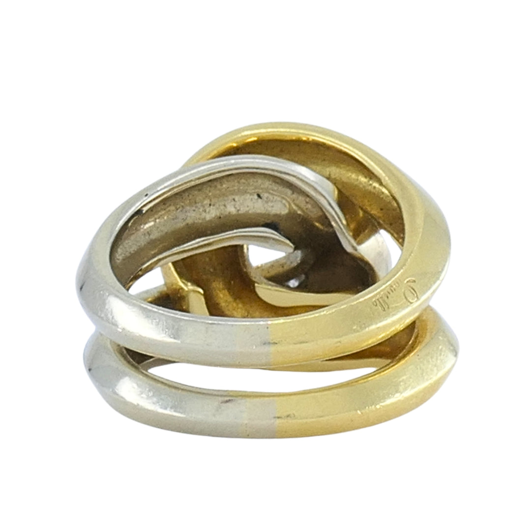 Vintage Pomellato 18k Two-Tone Gold Diamond Interlocking Cocktail Ring