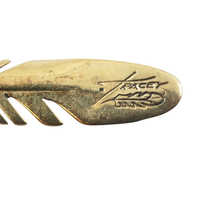 Ray Tracey 14k Gold Navajo Feather Drop Earrings Coral Beads