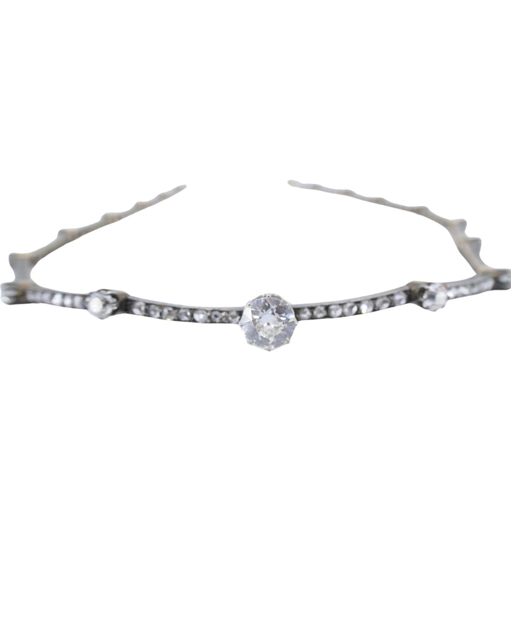 Antique 18k Gold Silver Diamond Choker Necklace French Jewelry