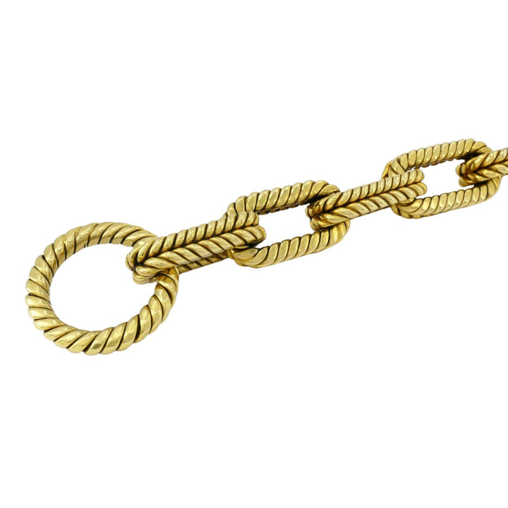 Vintage Italian 18k Yellow Gold Rope Link Toggle Bracelet